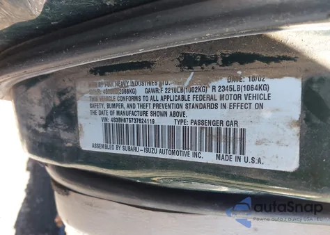 2003 Subaru Outback из США, поврежденный, VIN 4S3BH675737624119